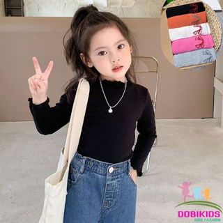  Áo dài tay bé gái chất thun tăm Hàn mềm mịn co giãn thêu nơ xinh xắn cho bé 09-26kg 