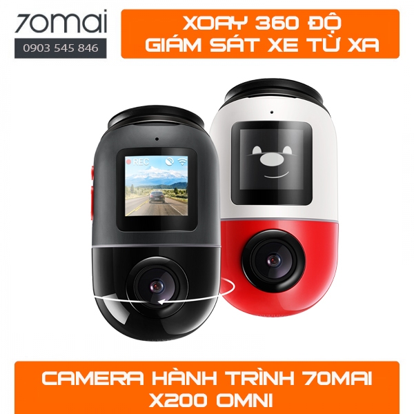 Camera Hành Trình 70mai Dash Cam Omni X200 Giám Sát Từ Xa Bằng Mạng 4G, Điều Khiển Xoay 360 Độ