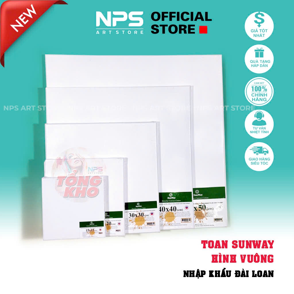 Toan Vẽ Tranh, Toan Vẽ SUNWAY Bao Gồm Cả Khung Và Vải, Dạng Vuông