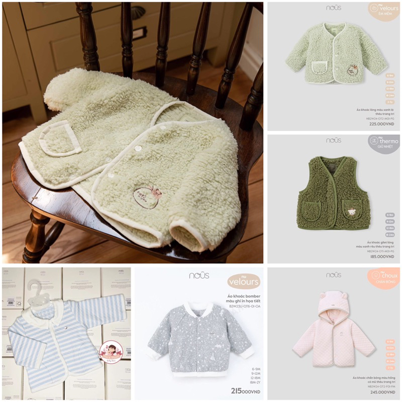 [Nous Party] Áo khoác chần bông/ Áo Jacket Nous Premium cho bé trai, bé gái từ 6 tháng đến 3 tuổi