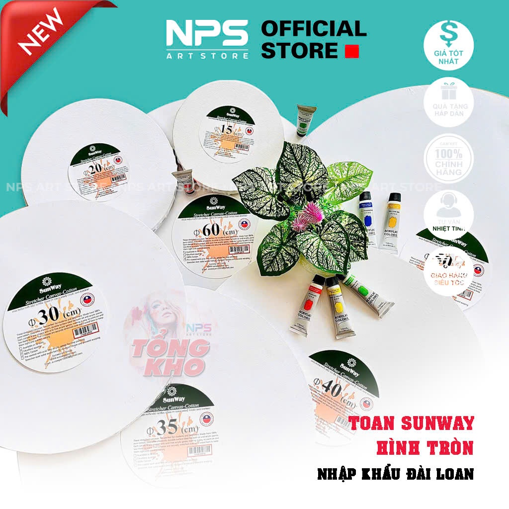 Toan Vẽ Tranh, Toan Vẽ SUNWAY Bao Gồm Cả Khung Và Vải, Dạng Tròn