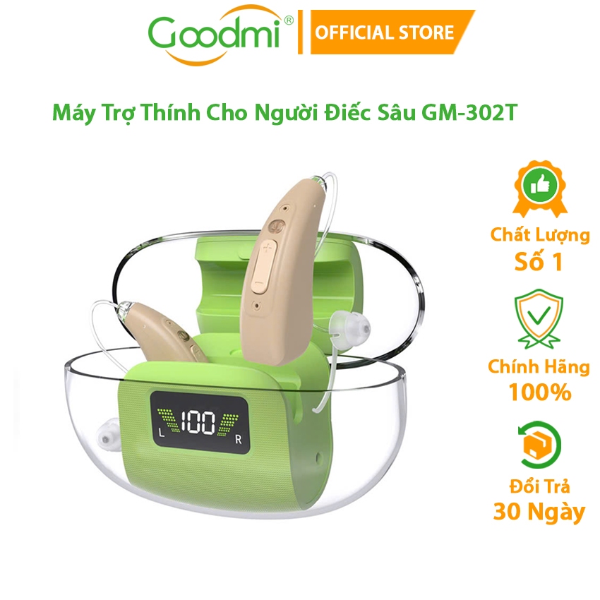 Bộ Máy Trợ Thính Dành Cho Người Già Điếc Siêu Nặng Goodmi GM-302T Đeo Vành Tai 2 Tai