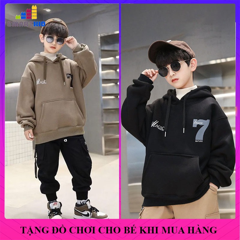 [18-52kg] Áo hoodie bé trai, áo khoác nỉ mẫu số 7, áo thu đông trẻ em nam size 18-52kg chất nỉ bông 
