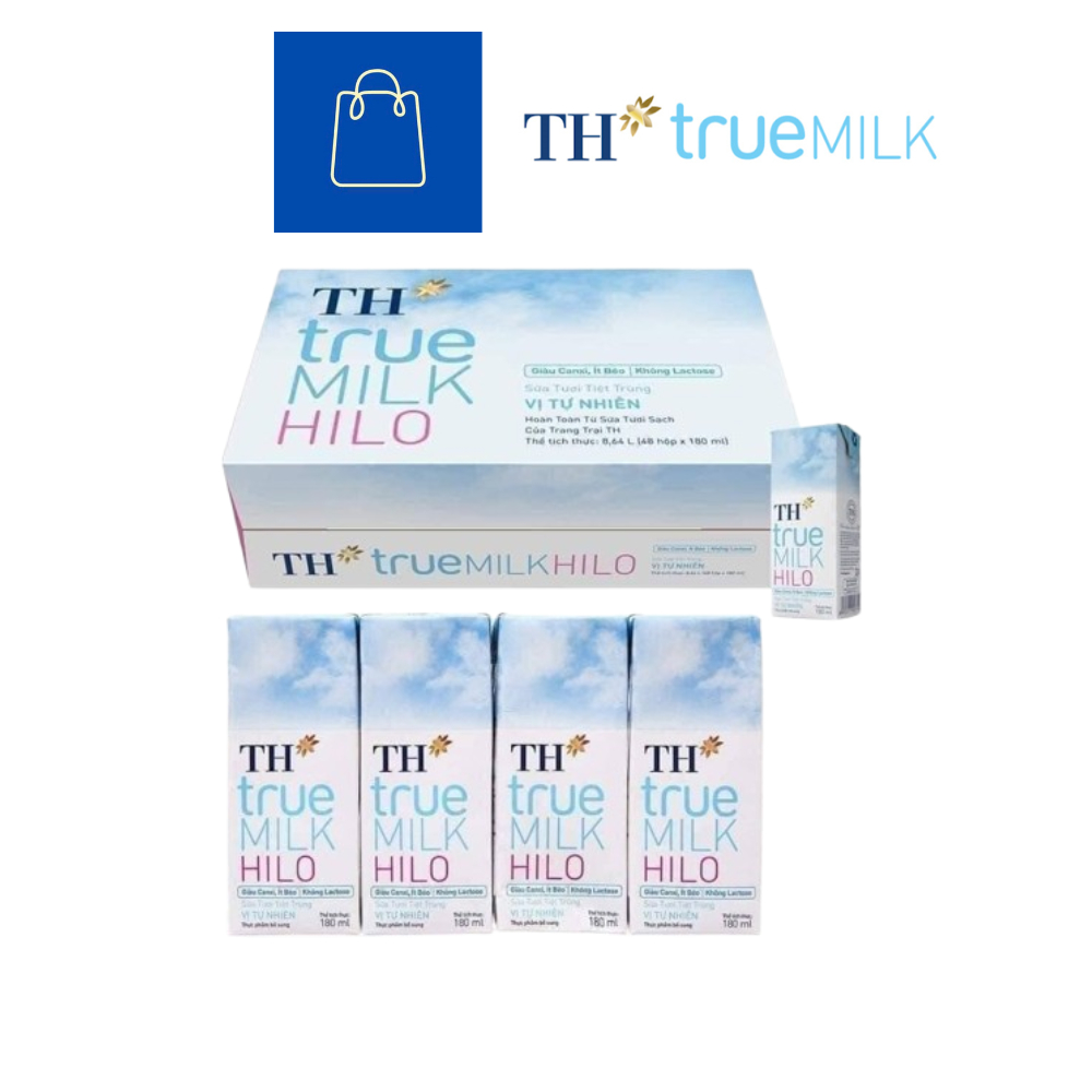 (Date mới)Thùng 48 hộp sữa TH true milk hilo nguyên chất 180ml