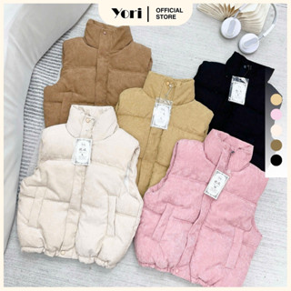 Áo phao gile nữ mùa đông YORI Chất liệu nhung tăm ấm áp Áo khoác phao nữ dáng ngắn mẫu mới 2024
