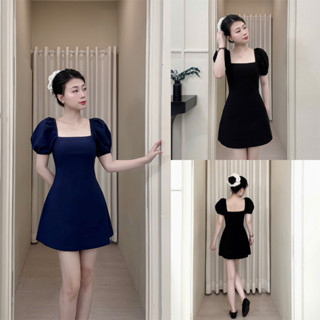  Đầm Cổ Vuông Tay Bồng Form A Dáng Ngắn 2 Lớp Tiểu Thư Nữ Dự Tiệc Đi Chơi - LYC 