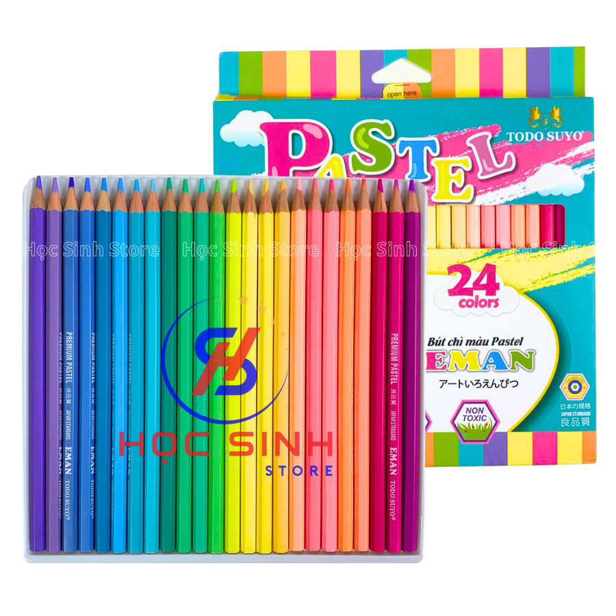 Hộp 12/24 Màu Bút Chì Màu Pastel Thân Dài Eman Hiệu Todo Suyo