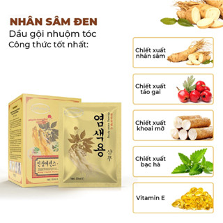 Hộp 10 Gói Dầu Gội Nhuộm Tóc Phủ Bạc Sâm Vàng Gọi Là Đen Từ Thảo Dược An Toàn Dưỡng Tóc 30ml/gói