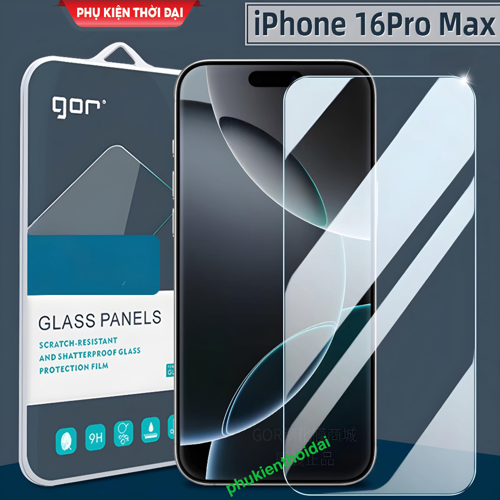 Cường lực Gor Iphone 16 Pro Max / 17 Pro Max trong suốt bóng mượt hạn chế vân tay