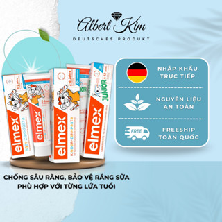 [ Hàng Đức ] Kem đánh răng trẻ em Elmex, kem đánh răng chống sâu, nuốt được cho bé từ 0 tuổi đến 12 tuổi, tuýp 50-75ml
