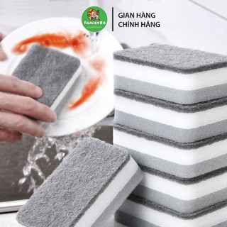 Miếng Rửa Chén, Mút Rửa Bát, Bọt Biển Hai Mặt Màu Xám Trắng Cọ Rửa Xoong Nồi Tiện Dụng Cho Nhà Bếp