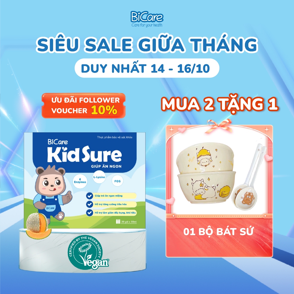 [Có quà] Siro ăn ngon Kidsure Bicare hộp 20 gói - Kiểm tra quà trong giỏ hàng