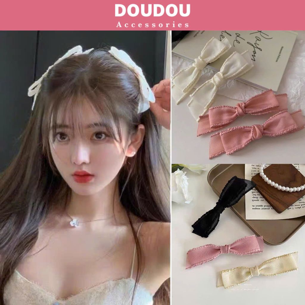 Kẹp tóc nơ Doudou Kẹp mái xinh Kẹp BB Cặp bấm mái nữ Cặp tóc Kẹp tóc nơ lớn cho nữ Hàn Quốc FJ061