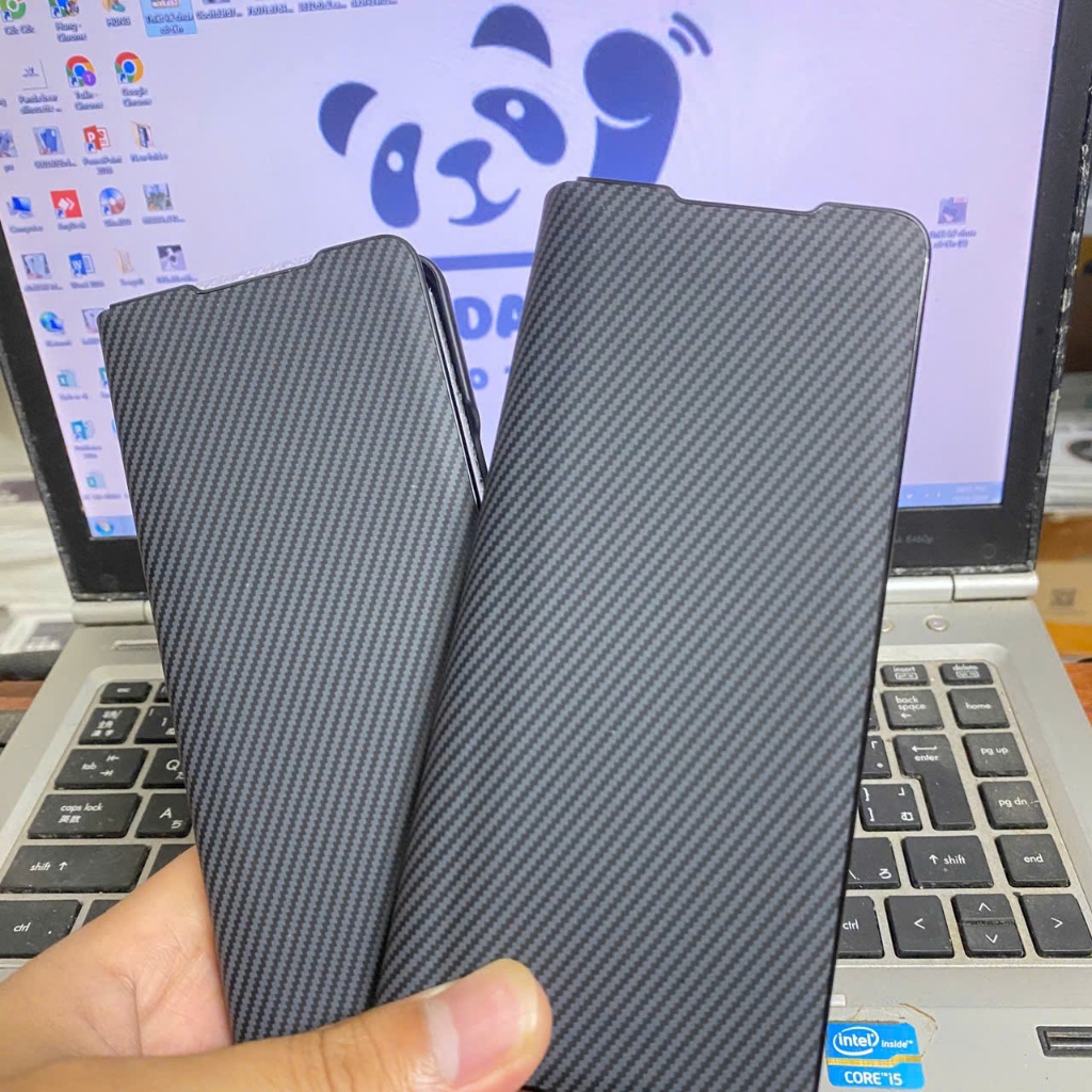 Bao da chính hãng samsung Fold 4/ Fold 5/ Fold 6 mẫu carbon