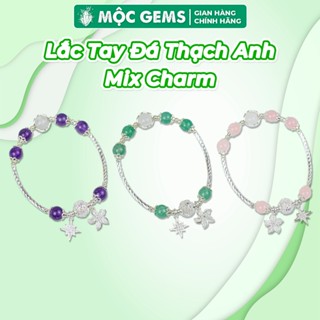 Lắc Tay Đá Thạch Anh Mix Moonstone Kèm Charm Mộc Gems Giúp Thu Hút Tài Lộc May Mắn