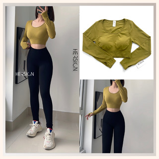 Bộ đồ tập gym nữ Set tập yoga áo croptop dài tay quần legging tập gym nữ HERSIGN-SMIXC16L4