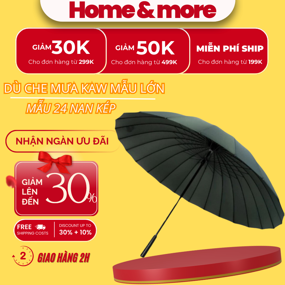 Ô che mưa KAW loại to 24 nan , dù đi mưa siêu to, siêu cứng, vải chống thấm nước, chống tia UV