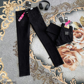 Quần jean nhăn, jean Nam đen trơn tag hồng