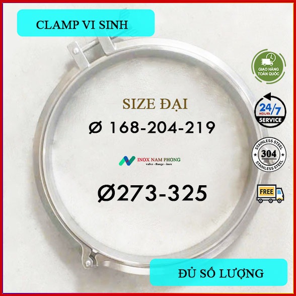 CLAMP INOX 304 VI SINH, CLAMP HÀN VI SINH BÓNG HÀNG 304 CHUẨN SIZE LỚN PHI 168-PHI 325