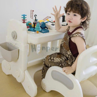 Bộ bàn ghế bảng vẽ nam châm bàn chơi lego đa năng cho bé mẫu mới 2024 có thể gấp gọn [BabyUS]