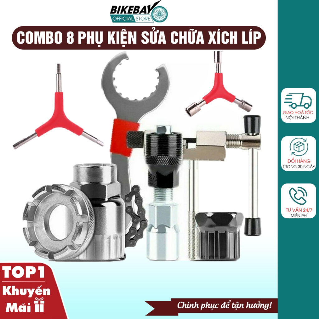 [COMBO] Bộ combo 8 món sửa xe đạp chuyên dụng, Bộ sửa chữa sên, xích líp xe đạp đầy đủ - CBSC01
