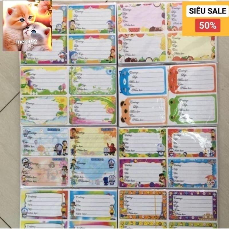 combo 10 nhãn vở