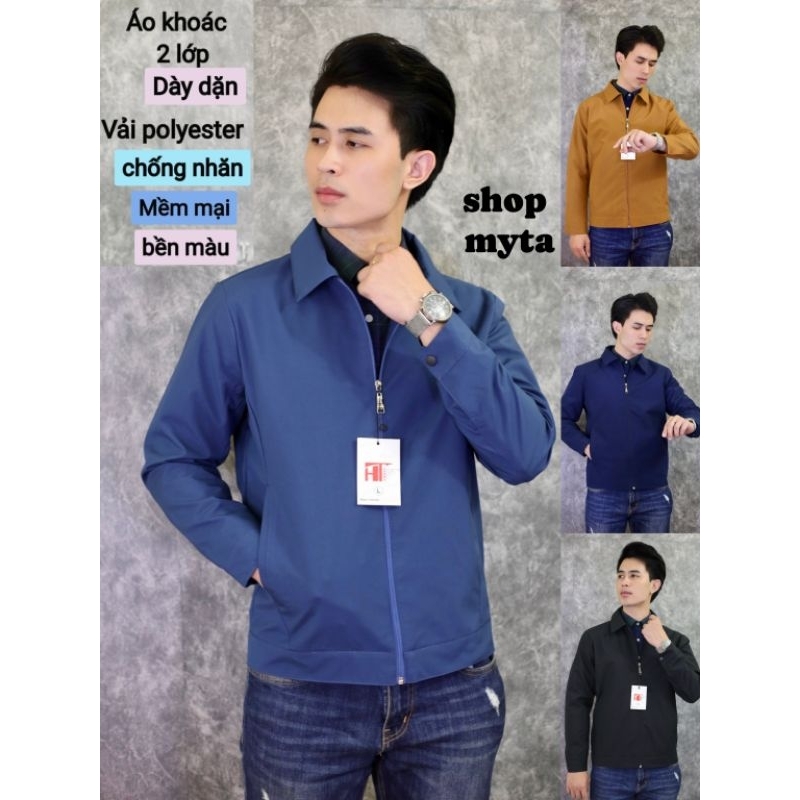 Áo khoác nam 2 lớp cổ bẻ cao cấp, vải chống thấm ,mềm mại