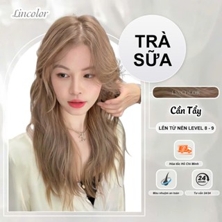  Thuốc nhuộm tóc thuốc nhuộm tóc màu TRÀ SỮA ,cần tẩy LIN_COLOR tặng kèm oxy trợ nhuộm và bao tay,trùm đầu bịt tai 