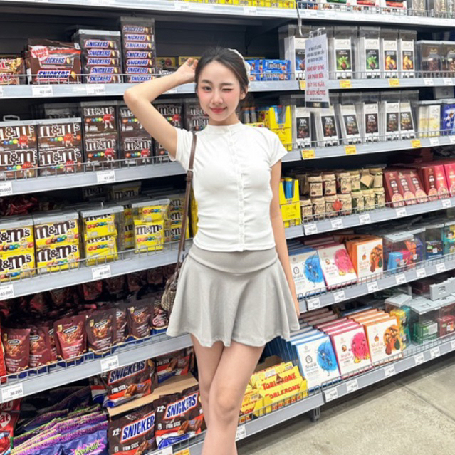 BAPIE DEROSE SKIRT (CÓ QUẦN TRONG) - Chân Váy Xoè Đơn Giản Lưng Cao Có Lót Chất Thun Gân 1 Mặt | BigBuy360 - bigbuy360.vn