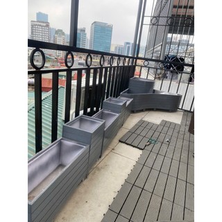 chậu trồng cây composite màu đá tối