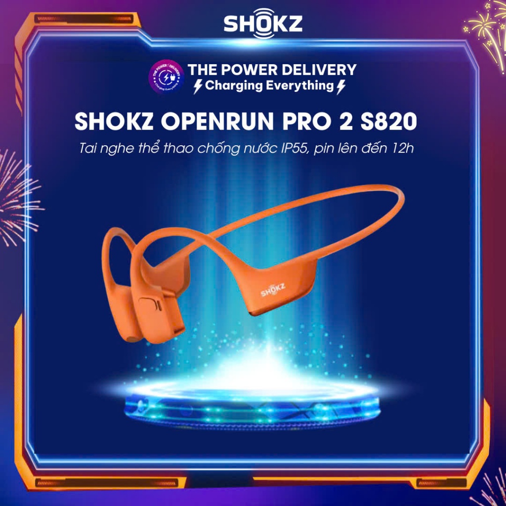 Tai nghe thể thao Open-ear không dây Shokz OpenRun Pro 2 S820 dẫn truyền qua xương, pin 12h,  IP55