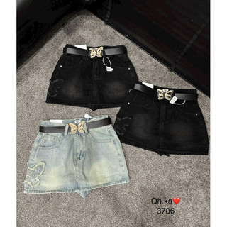 CHÂN VÁY JEANS NGẮN TRƠN THÊU SIÊU HOT