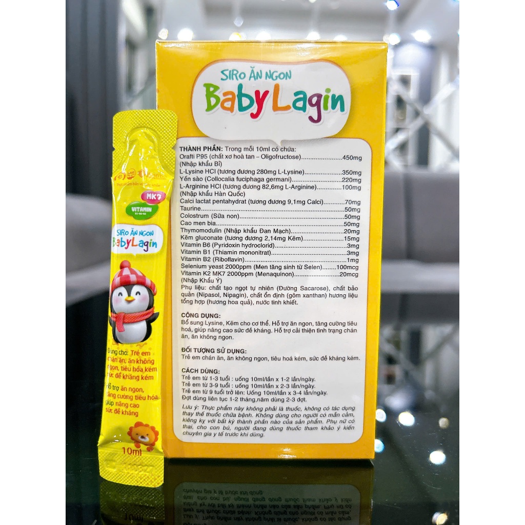 [Mẫu mới 30 gói ] Siro Ăn Ngon Baby Lagin Giúp Bé Mau Ăn Chóng Lớn Tăng Sức Đề Kháng, Giảm Táo Bón