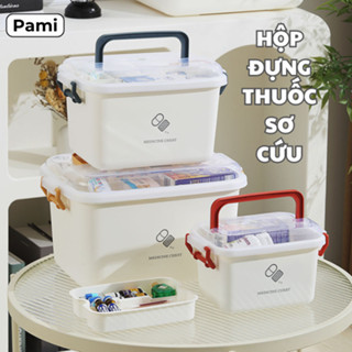  Hộp đựng thuốc sơ cứu hai lớp Pami cỡ lớn có nắp bảo quản tay cầm tiện lợi Hộp nhựa đựng đồ đa năng 