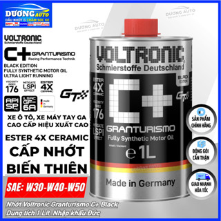 Nhớt Voltronic Granturismo C+ Black 1L, Cấp Nhớt Biến Thiên 0W30 - 15W50 Ester 4X Ceramic, Voltronic C+ Black