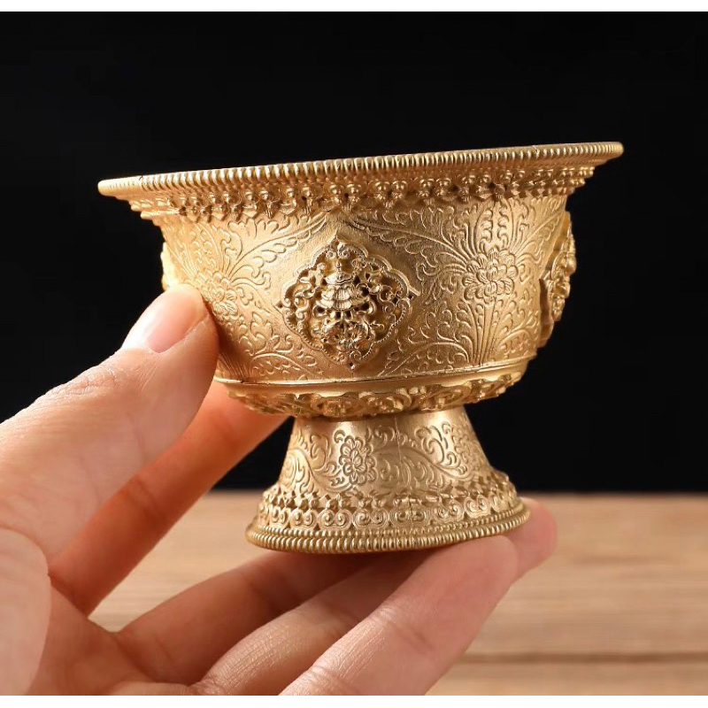 Chung nước thờ cúng bằng đồng, ly nước cúng, chén nước thờ Phật 5,5x7,5cm