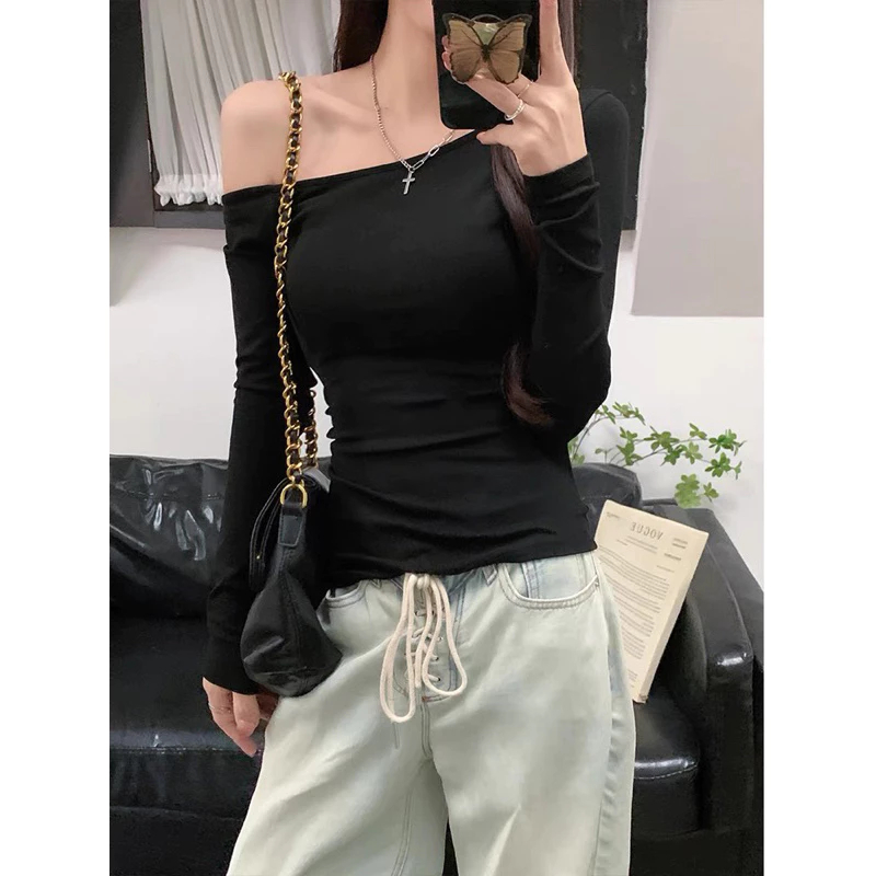 Áo Lệch Vai Kiểu Dài Tay ôm body siêu Quyến Rũ vải thun zip mịn cho nữ- BUN222 | BigBuy360 - bigbuy360.vn