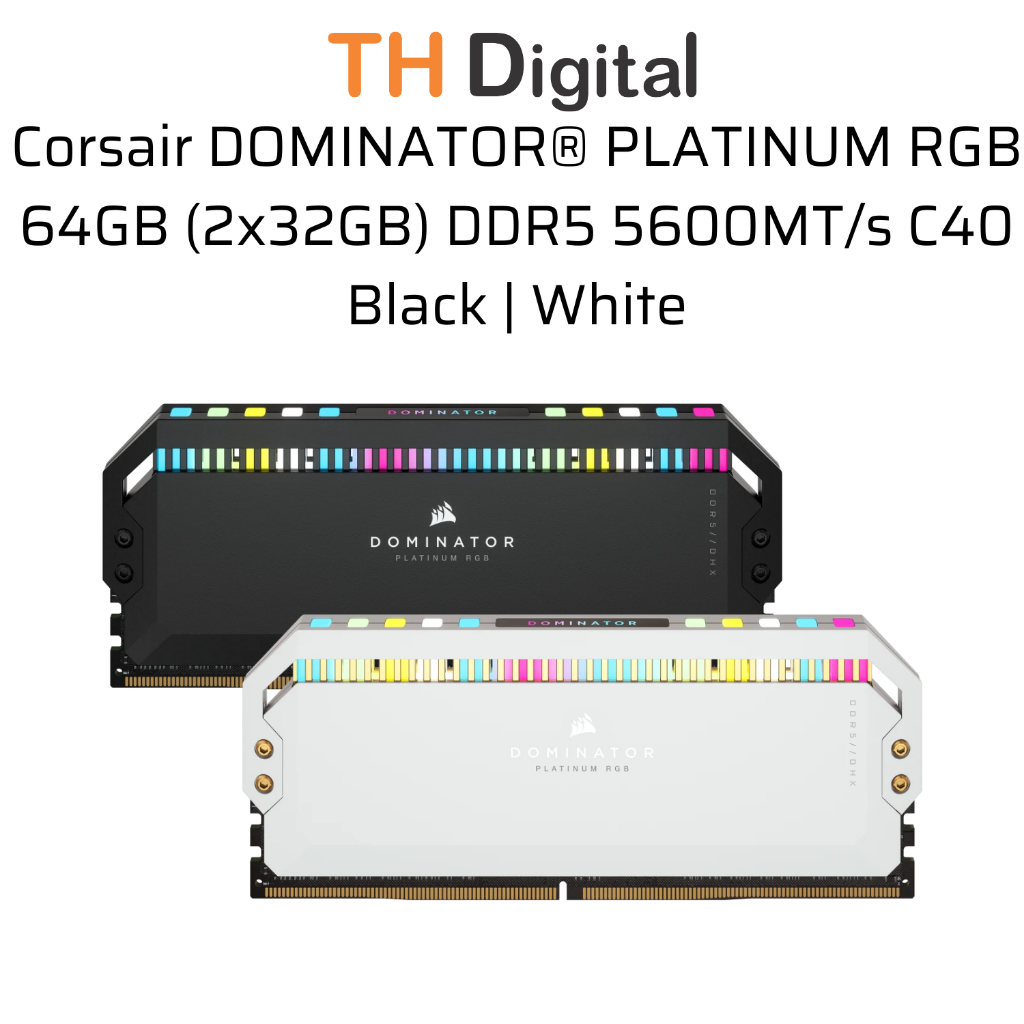 Ram PC Corsair DDR5 5600MT/s 64GB 2x32GB C40 DOMINATOR PLATINUM RGB Black | White CMT64GX5M2B5600C40