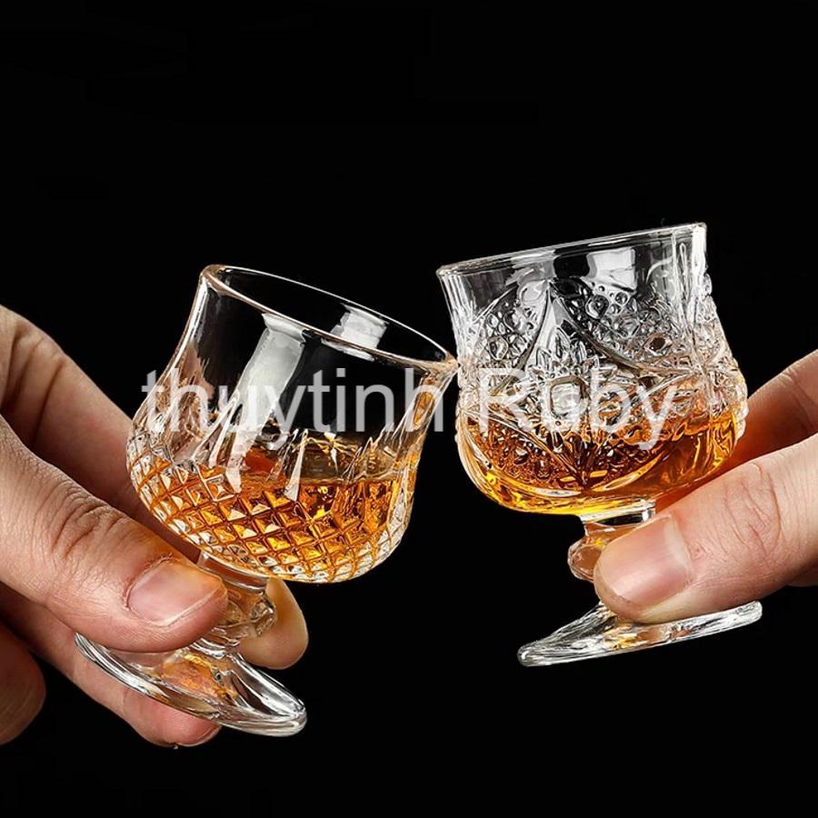 Ly thủy tinh có chân uống rượu Tây, cốc uống rượu whisky ly cocktail kiểu Pháp ly shot