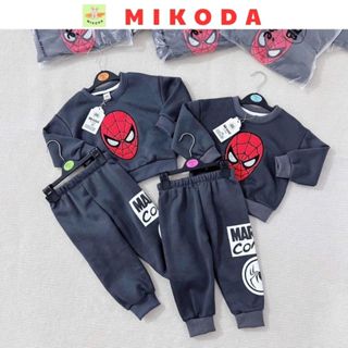  Bộ nỉ spider-man xám MIKODA chất đẹp dày ấm bộ siêu nhân nhện cho bé trai - VNXK30 
