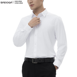 Áo Sơ Mi Nam Sadoga Dài Tay Trắng Chất Liệu Nhanh Khô, Thấm Hút Mồ Hôi T8056