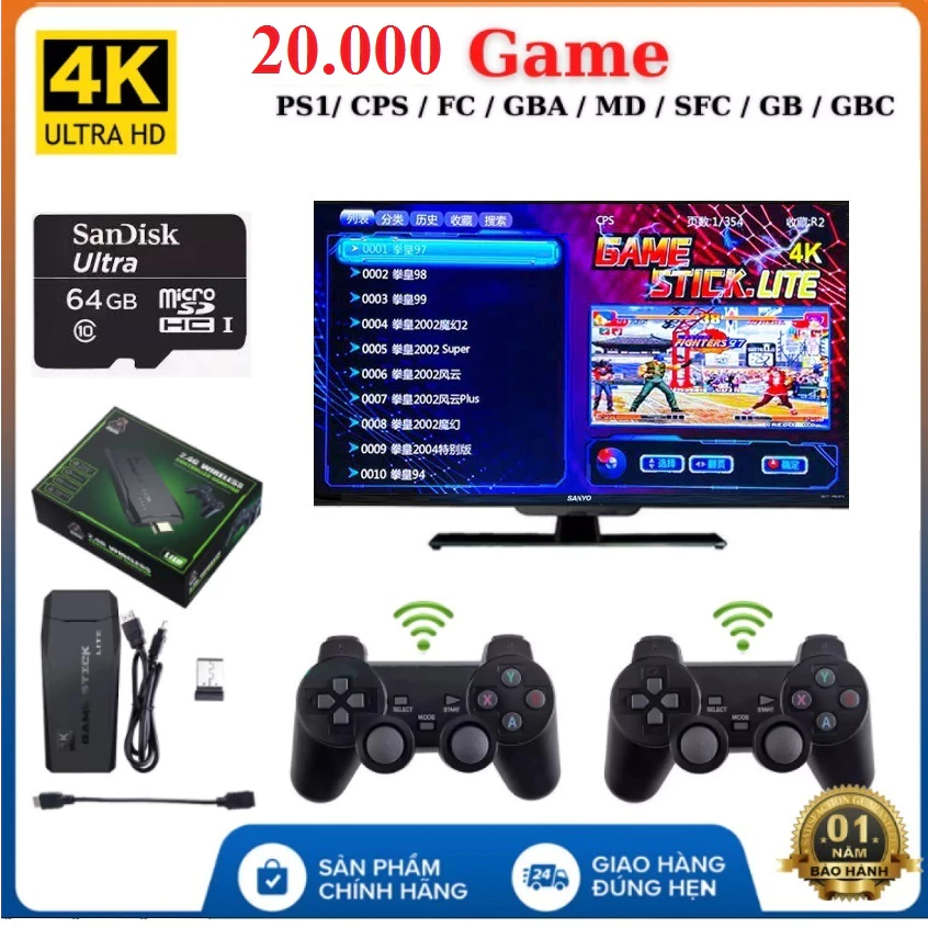 [Giao hàng nhanh] Máy chơi Game Video 15000 HD 4K M8 Tay cầm chơi Game đôi cổ điển Hỗ trợ nhiều Mame / FC / GB / GBA / M