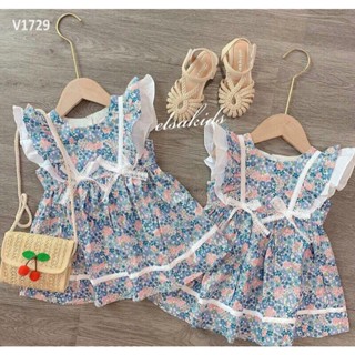 Váy bé gái-- váy 2 nơ cánh tiên hoa xanh cực xinh cho bé gái annakids