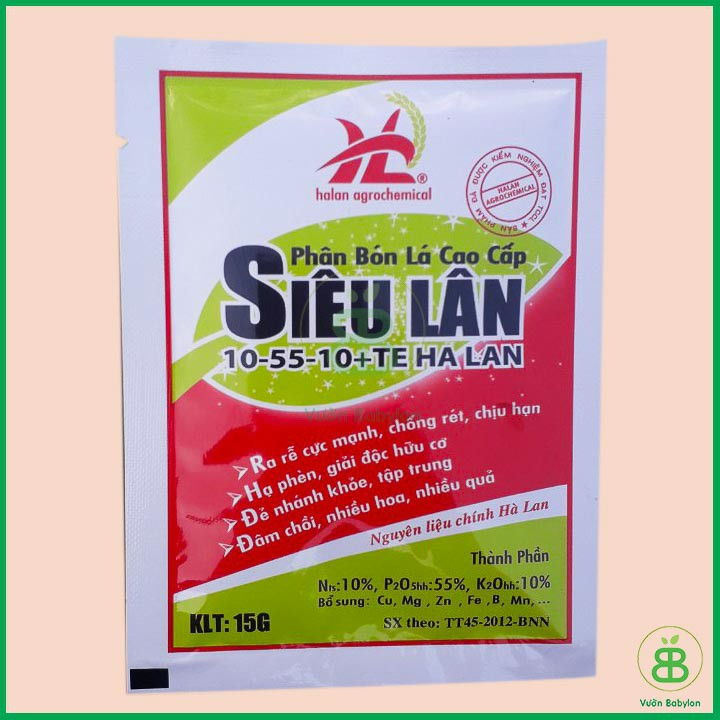 Phân Bón Siêu Lân Đỏ Hà Lan 10-55-10 + TE Vuonbabylon, Giúp cây ra hoa đồng loạt, phát triển đều đẹp - Gói 15gram