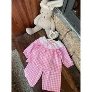 Pijama cho bé gái thu đông 2024 hapykids, pijama caro hồng chất thô cotton thấm hút mồ hôi tốt đồ ngủ cho bé từ 0-6 tuổi