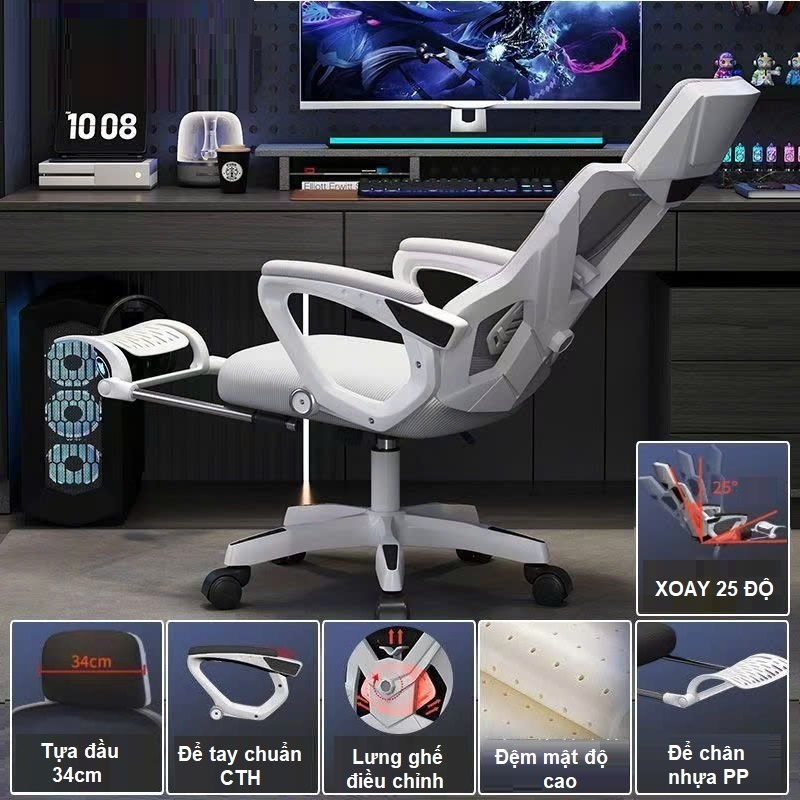 Ghế văn phòng lưới công thái học tốt nhất có tựa đầu. Modern Double High Back Chair Ergonomic NB819