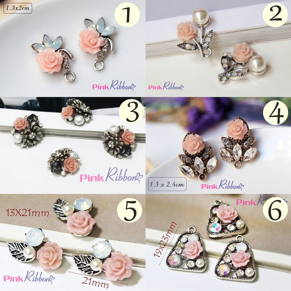 Thanh lý Charm đính đá và hoa hồng phụ kiện thời trang, gắn lên phụ kiện tóc, làm phụ kiện nơ bờm kẹp tóc, DIY