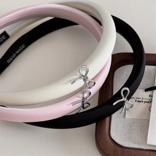 Bờm tóc xốp phồng cho nữ đính nơ màu bạc cute B236