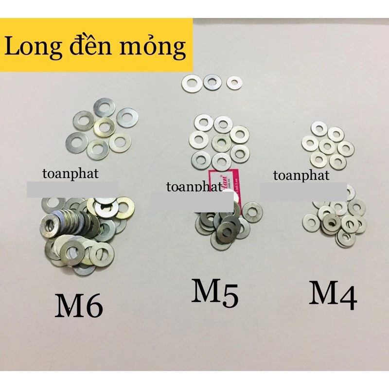 [100g]Long đền, long đen, vòng đệm mỏng M4-M5-M6