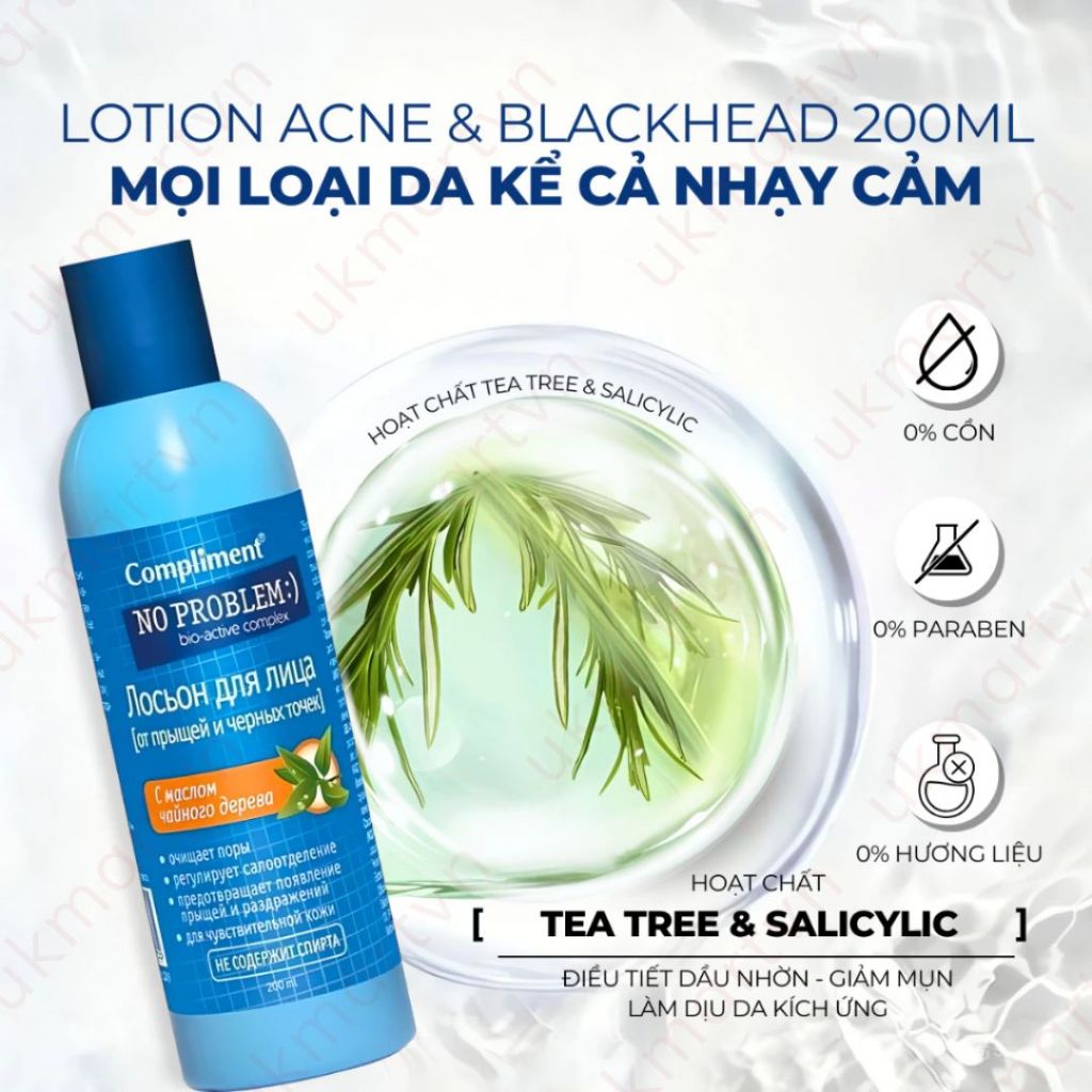 Toner Compliment No Problem Salicylic Acid Làm Sạch Da Kiềm Dầu Giảm Mụn 200ml